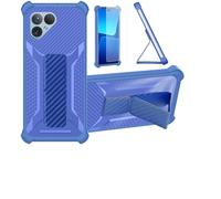 bojioderf Coque pour Fairphone 5 Coque Étui Case Cover Hybride [avec Protection d'écran en Verre trempé] [Support magnétique Pliable] [givré résistant aux Empreintes digitales] Bleu