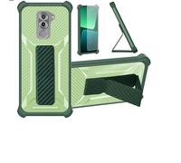 bojioderf Coque pour Honor 6X Coque Étui Case Cover Hybride [avec Protection d'écran en Verre trempé] [Support magnétique Pliable] [givré résistant aux Empreintes digitales] Vert