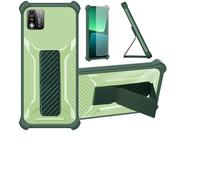 bojioderf Coque pour Logicom Flow Coque Étui Case Cover Hybride [avec Protection d'écran en Verre trempé] [Support magnétique Pliable] [givré résistant aux Empreintes digitales] Vert