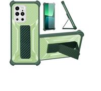 bojioderf Coque pour Meizu 18s Pro Coque Étui Case Cover Hybride [avec Protection d'écran en Verre trempé] [Support magnétique Pliable] [givré résistant aux Empreintes digitales] Vert