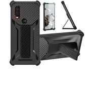 bojioderf Coque pour Motorola Moto One Vision Coque Étui Case Cover Hybride [avec Protection d'écran en Verre trempé] [support magnétique Pliable] [givré résistant aux Empreintes digitales] Noir