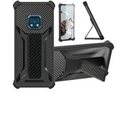 bojioderf Coque pour Nokia Xr20 Coque Étui Case Cover Hybride [avec Protection d'écran en Verre trempé] [Support magnétique Pliable] [givré résistant aux Empreintes digitales] Noir