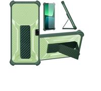 bojioderf Coque pour Oukitel C21 Coque Étui Case Cover Hybride [avec Protection d'écran en Verre trempé] [Support magnétique Pliable] [givré résistant aux Empreintes digitales] Vert