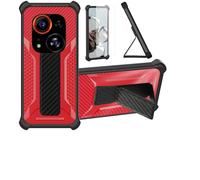 bojioderf Coque pour Tecno Phantom X2 Pro Coque Étui Case Cover Hybride [avec Protection d'écran en Verre trempé] [Support magnétique Pliable] [givré résistant aux Empreintes digitales] Rose
