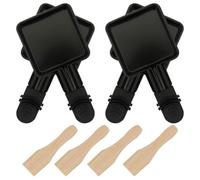 BOJIUSARL 4PCS Poelon Raclette Carré avec Revêtement anti-adhésif avec Poignée Isolée et 4 Pelle,Portable Plateau de cuisson Pour Omelette au Fromage Fondu