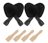 BOJIUSARL 4PCS Poelon Raclette Carré avec Revêtement anti-adhésif avec Poignée Isolée et 4 Pelle,Portable Plateau de cuisson Pour Omelette au Fromage Fondu