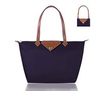 BOJLY Tote Bags for Women Stylish Waterproof Nylon Ladies Shoulder Bag Top Handle Handbag Folding Beach Travel Bag for Work,Shopping, School DeeP Purple Large