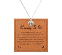Bojueshaw Collier pieds de bébé avec carte « Mummy To Be », chaîne pendentif empreinte de pied, bijou de grossesse souvenir pour fête prénatale