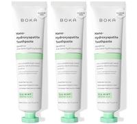 Boka Lot de 3 dentifrices Nano Hydroxyapatite sans fluorure - Adultes et enfants - Convient aux dents sensibles - Sans sulfates ni parabènes - Arômes naturels et végétaliens - Menthe Ela douce (113 g)