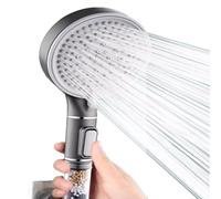Bokaiya Pommeau de Douche Avec Triple Filtration, Pommeau de Douche Haute Pression 5 Modes, Pommeau de Douche Universel pour Adoucisseur D'eau Dure (Gris)