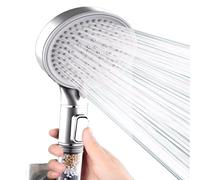 Bokaiya Pommeau de Douche Avec Triple Filtration, Pommeau de Douche Haute Pression 5 Modes, Pommeau de Douche Universel pour Adoucisseur D'eau Dure (Argent))