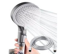 Bokaiya Pommeau de Douche et Tuyaux, Triple Filtration, 5 Modes, Pommeau de Douche Haute Pression Avec Tuyau de 1,5 M, Adoucisseur D'eau Dure, Pommeau de Douche Universel (Cendres de Pistolet)