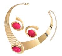 Bokcztml Parure de bijoux contemporains avec pendentif géométrique et boucles d'oreilles faits à la main pour les fêtes de travail, les rendez-vous galants, ensemble de collier et de boucles