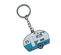 Bokcztml Porte-clés tendance double face en métal pour les amateurs de camping, accessoires pour couples, bleu, taille unique
