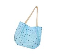 Bokcztml Sac à bandoulière ergonomique en toile florale légère et spacieuse avec poignée supérieure - Sac à main tendance sous les bras pour les trajets quotidiens - Sac d'épicerie réutilisable, bleu