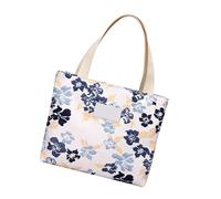 Bokcztml Sac fourre-tout en toile florale pour femme, sac à main spacieux avec poignée sur le dessus, larges bretelles confortables, léger, sac surdimensionné en toile imprimée florale, bleu, One Size