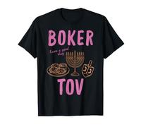 Boker Tov Passe Une Bonne journée Hanoukka Menorah Dreidel Latkes T-Shirt
