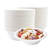 BOKFJBP Lot de 100 bols jetables en canne à sucre - 350 ml - Conservation de la chaleur durable - Pour barbecues, pique-niques, repas en plein air