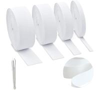 BOKFJBP Lot de 4 rubans élastiques de 20 m - Noir et blanc - Largeur : 10 mm, 20 mm, 30 mm, 40 mm - Avec enfile-aiguille - Pour bricolage, artisanat, couture, accessoires - Ne se déforme pas