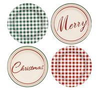 BOKFJBP Lot de 40 assiettes en carton multicolores pour fête d'anniversaire, pour fêtes et célébrations, comme anniversaire ou barbecue, vert/rouge