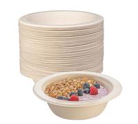 BOKFJBP Lot de 50 bols à canne à sucre marron de 350 ml - Conservation durable de la chaleur - Pour le printemps, l'été, les barbecues, les pique-niques, les repas en plein air