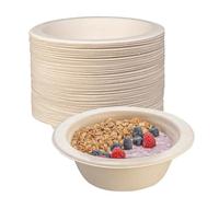 BOKFJBP Lot de 50 bols en canne à sucre marron - 500 ml - Bols à soupe - Longue durée de conservation de la chaleur - Pour barbecues, pique-niques, dîners en plein air - Pour réunions de famille