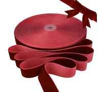 BokingOne Ruban de velours rouge vin - 2,5 cm × 27,7 m de ruban de velours bordeaux vintage en nylon pour emballage cadeau, décoration de fête de mariage