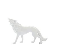 BOKIOESDE Abstrait Loup Statue Ornement Miniature Conception Spéciale Animal Sculpture Décoration Salon Bureau Anniversaire De Noël, Blanc, Chien Loup Regarde Le Ciel
