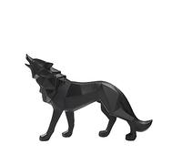 BOKIOESDE Abstrait Loup Statue Ornement Miniature Conception Spéciale Animal Sculpture Décoration Salon Bureau Anniversaire De Noël, Noir, Chien Loup Regarde Le Ciel