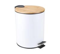 BOKIOESDE Poubelle de Salle de Bain à Bascule en Bois : Un,5L Blanc | fonctionnel pour vos déchets.