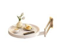 BOKIOESDE Tables Rondes Pliantes murales, Petites,Blanc | rangement pour lit, table pliante murale