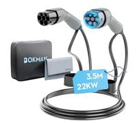bokman Câble Recharge Voiture Electrique, Câble Type 2 (22kW/ 3.5 Mètres/Monophasée/ 32A) Câble Recharge Type 2 Rapide Compatible avec BEV/PHEV