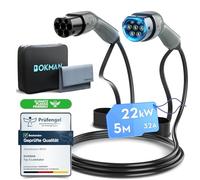 bokman Câble Recharge Voiture Electrique, Câble Type 2 (32A / 22kW / Triphasé / 5 mètres) Câble Recharge Type 2 Rapide Compatible avec Tesla et Tous Les BEV/PHEV