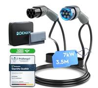 bokman Câble Recharge Voiture Electrique, Câble Type 2 (32A / 7kW / Monophasée / 3.5 mètres) Câble Recharge Type 2 Rapide Compatible avec Tesla et Tous Les BEV/PHEV
