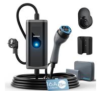 bokman Chargeur Voiture Electrique, (16A, 3.68kW, 15m) Type 2 EVSE Portable Recharge Voiture Electrique Compatible avec Model 3, Model Y, EX30, XC60, Q4, MG4, 208EV et PHEVs