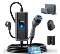bokman Chargeur Voiture Electrique, (16A, 3.68kW, 8m) Étanche Cable Recharge Voiture Electrique Type 2 Portable Compatible avec Model 3/Y, EX30, XC60, Q4, MG4, 208EV et PHEVs avec Support Mural