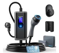 bokman Chargeur Voiture Electrique [ 3,68 KW, 16A, 8m ] Courant Réglable 6-8-10-13-16A avec Écran Câble de Charge Type 2, Compatible avec E-208, Zoe, Spring, 500e, Model 3&Y et Autres BEV/PHEVs