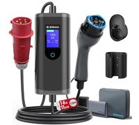bokman Chargeur Voiture Electrique Type 2- Prise CEE(5 Broches) Portable EV Chargeur Station de Charge Mobile/Wallbox Ajustable 6-16A | 11kW | 10 Mètre, Compatible avec BEV et PHEV