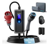 bokman Chargeur Voiture Electrique Type 2- Prise CEE(5 Broches) Portable EV Chargeur Station de Charge Mobile/Wallbox Ajustable 6-16A | 11kW | 5 Mètre, Compatible avec BEV et PHEV