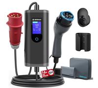 bokman Chargeur Voiture Electrique Type 2- Triphasé CEE(5 Broches) Portable EV Chargeur Station de Charge Mobile/Wallbox Ajustable 6-16A | 11kW | 8 Mètre, Compatible avec BEV et PHEV