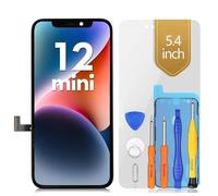 bokman Écran pour iPhone 12 Mini (5,4"), Écran LCD de Rechange et Numériseur Tactile avec Kit d'Outils de Réparation, Remplacement Vitre Avant (Modèles A2176, A2398, A2399, A2400)