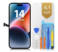 bokman Écran pour iPhone 14 (6,1"), Écran LCD de Rechange et Numériseur Tactile avec Kit d'Outils de Réparation, Remplacement Vitre Avant (Modèles A2649, A2881, A2884, A2883, A2882)