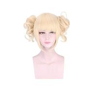 Boku No Hero Academia Himiko Toga Cosplay perruque pour femmes court bouclé Anime résistant à la chaleur synthétique perruque pince pince queue de cheval Blond Himiko Toga