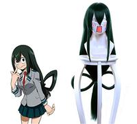 Boku No Hero Academia Tsuyu Asui Perruque de cosplay My Hero Academia Vert foncé Cheveux synthétiques pour jeux de rôle