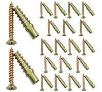 BokWin Lot de 20 chevilles dorées et vis, kit de réparation de charnière murale creuse robuste pour béton, cloison sèche, bois, poignée extensible en forme d'arbre pour trous lâches ou dénudés, 6 x 32