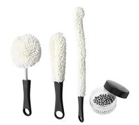 BokWin Lot de 3 brosses de nettoyage flexibles pour carafe de vin avec boules de nettoyage pour verres, gobelets, flûtes à champagne (noir)