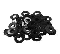 BokWin Lot de 50 rondelles plates #10, diamètre extérieur de 1,27 cm, rondelles métalliques en acier inoxydable galvanisé noir 18-8 (304) pour décoration de pièces, vis et boulons