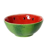 Bol 15 x 6 cm en céramique en forme de pastèque - Bols et bols - Bol de service, salade, dessert, céréales, fruits - Bol décoratif printemps et été - Vaisselle à fruits rouge et vert