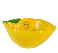Bol 16 x 6 cm en céramique en forme de citron - Bols et bols - Bol de service, salade, dessert, céréales, fruits - Bol décoratif printemps et été - Vaisselle à fruits jaune vert