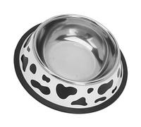 Bol à Animal de Compagnie Motif en Acier en Acier Bol d'alimentation Ronde avec Un Fond Caoutchouc pour SM Chat Chien Inférieur Diamètre 18 Cm / 7,1 Pouces de Journal pour Animaux Compagnie